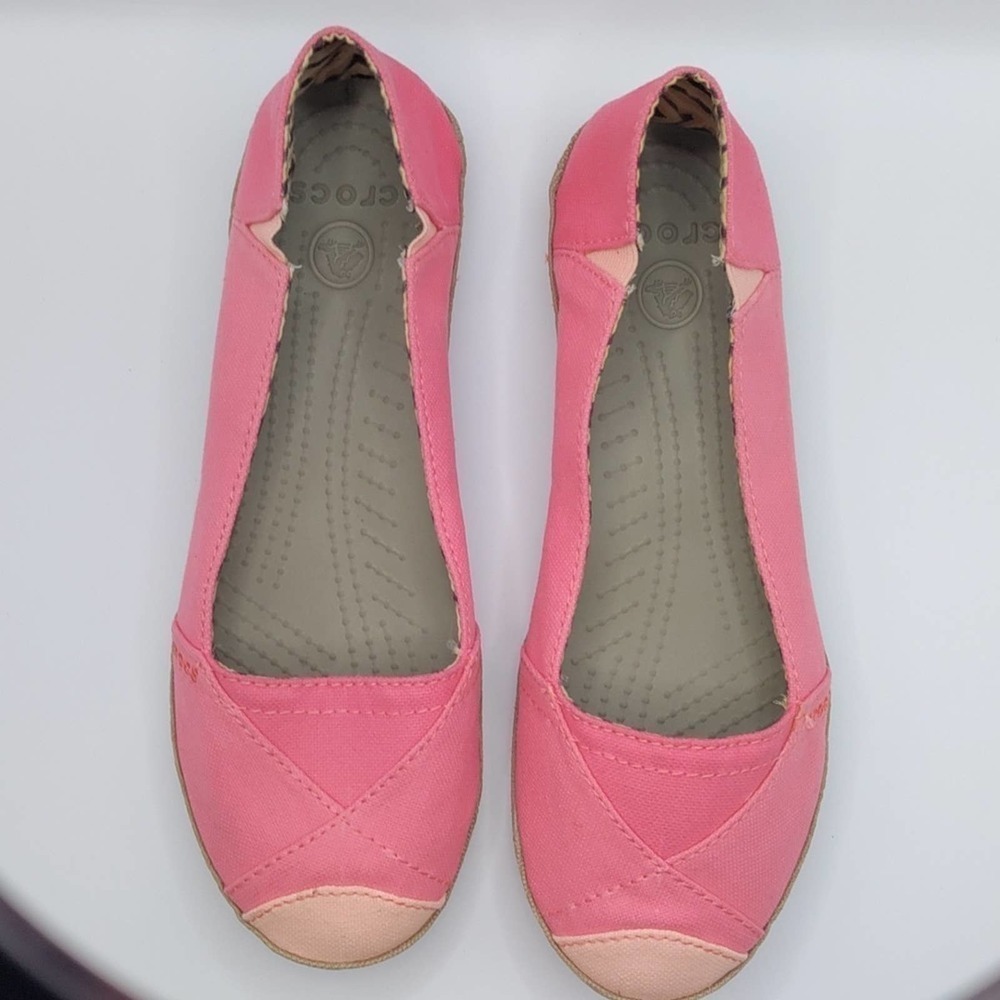 Crocs angle line flats slip on loafers women's size 7 concrete pink - Picture 9 of 9